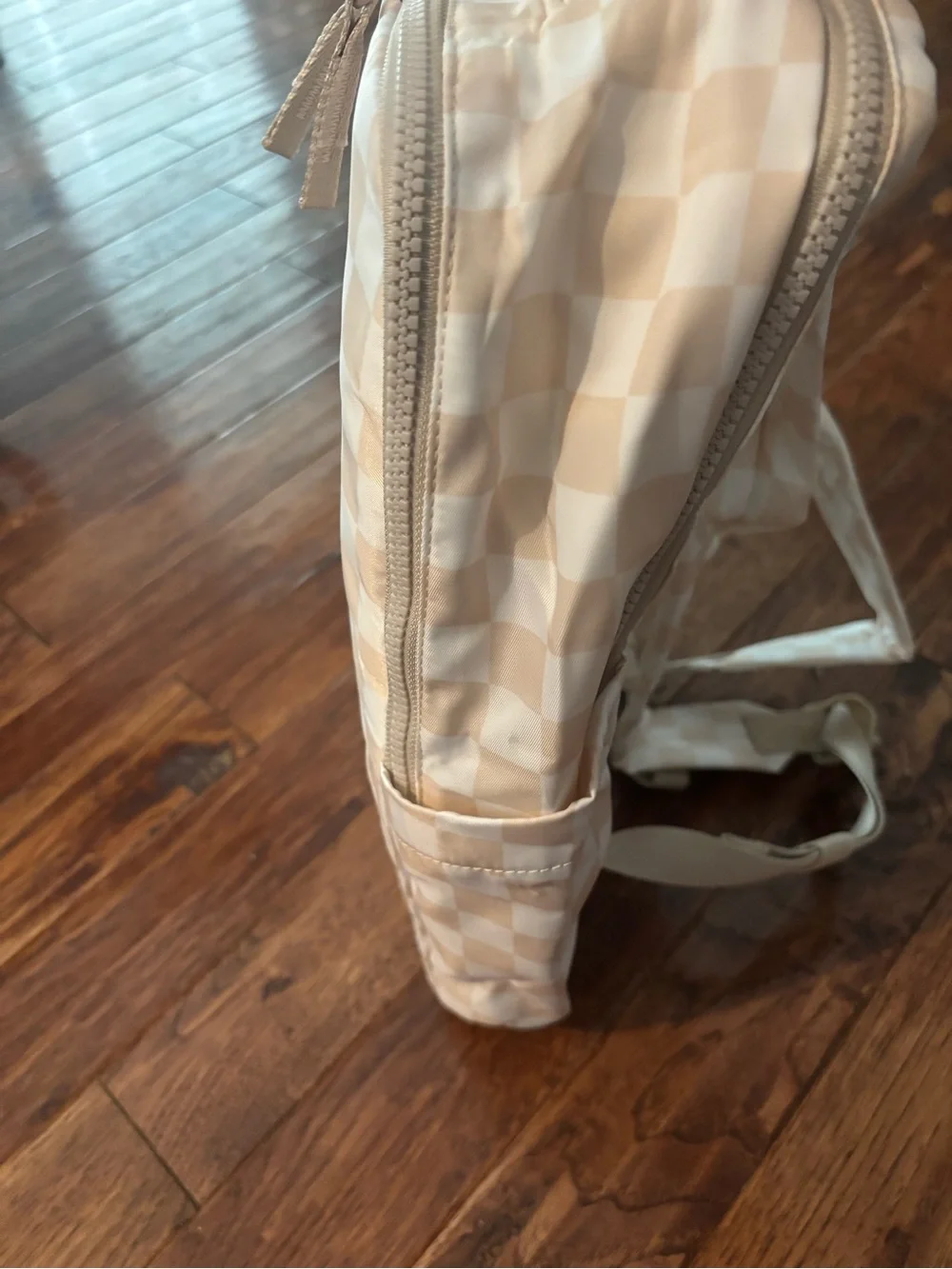 Amazon Beige & White Checkerboard Backpack